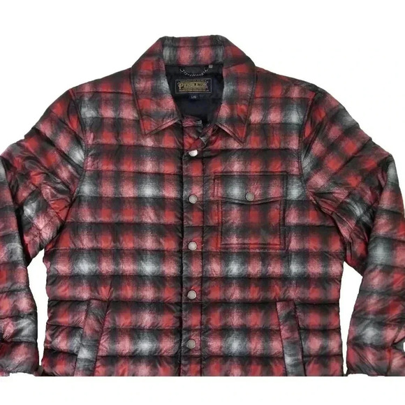 Pendleton Montecello Red Plaid Down Filled Quilted Puffer Jacket Men's Size L - Picture 4 of 8